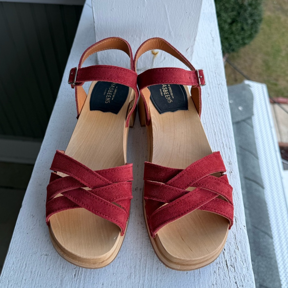 Swedish Hasbeens ‘New Braided Rost’ sandals clogs size 38
